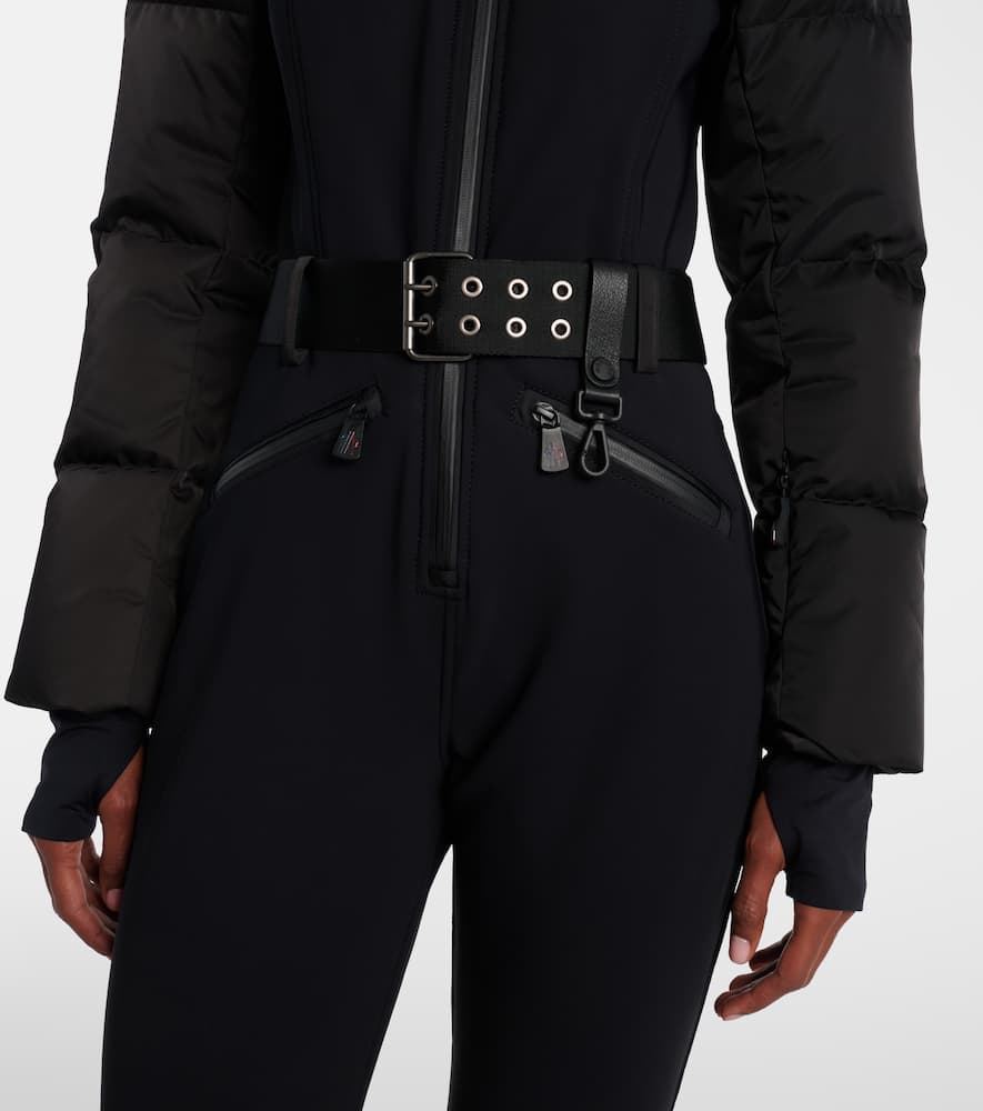 Moncler Belted Down Ski Suit In Black