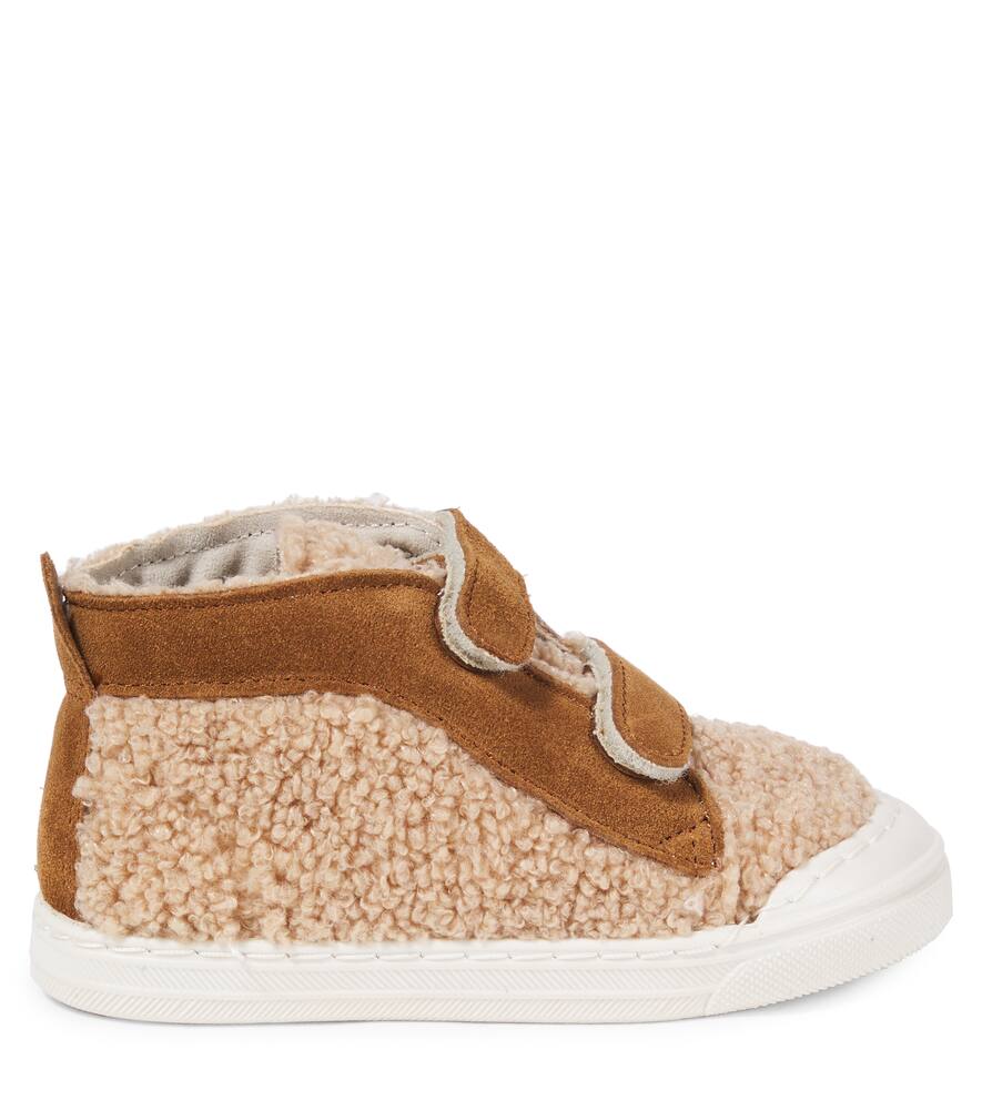 Il Gufo Suede-trimmed Teddy Sneakers In Brown