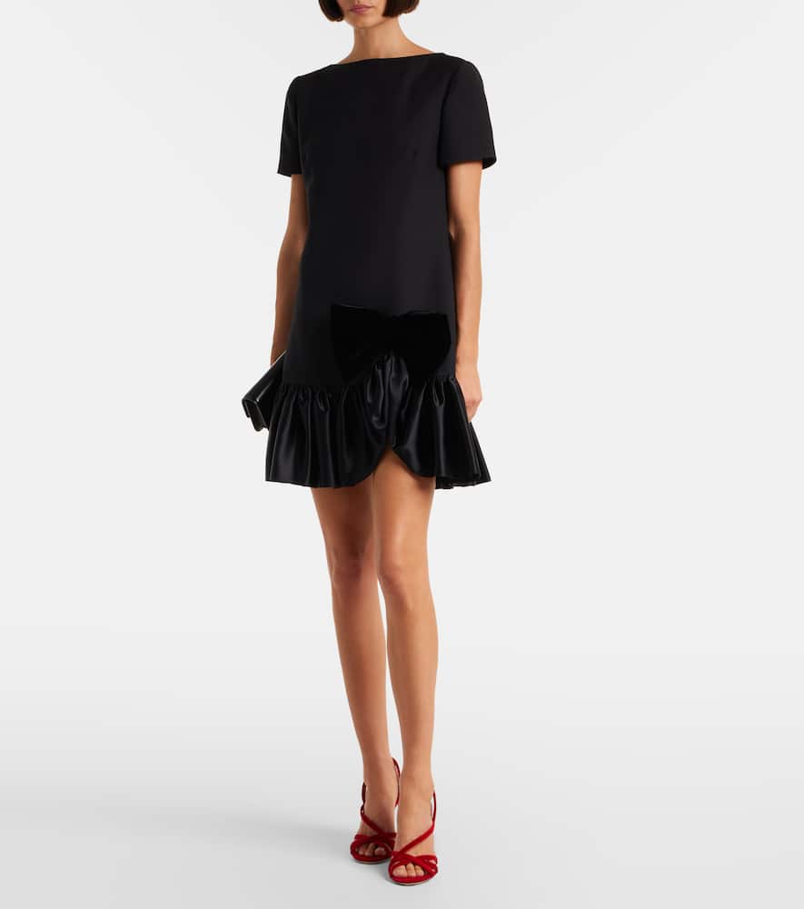 Valentino Crepe Couture Ruffled Minidress In Black