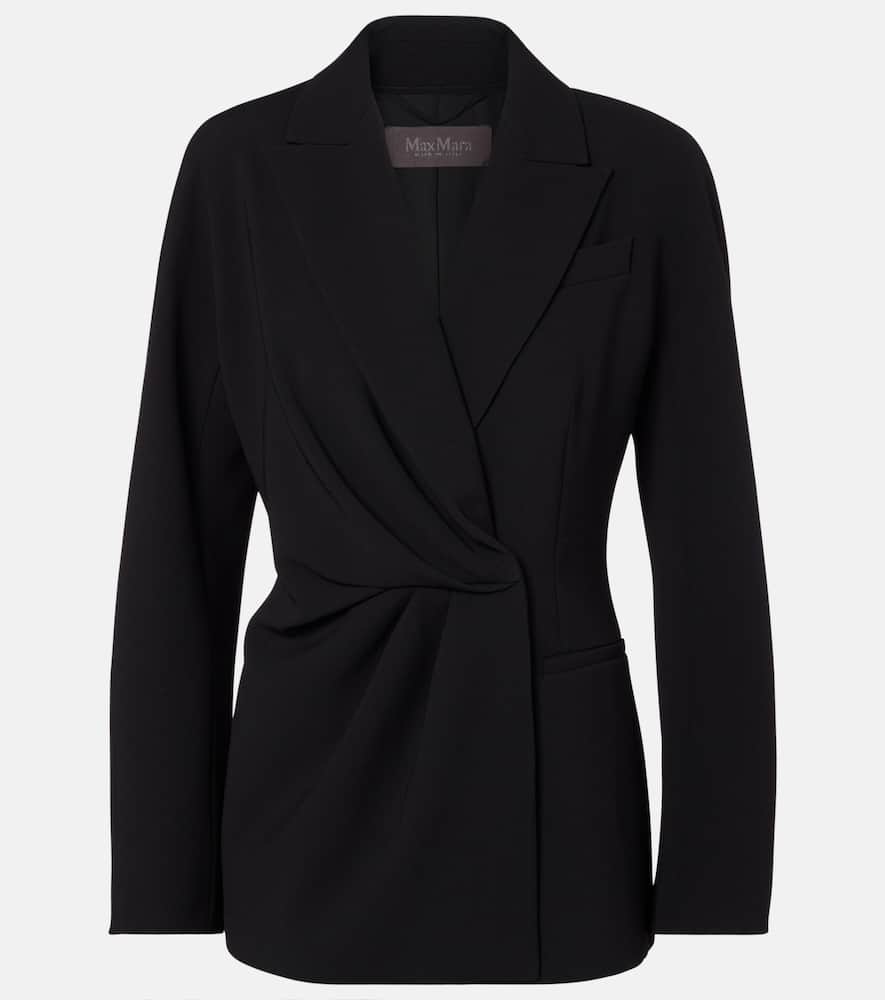 Max Mara Draped Cady Wrap Jacket In Black