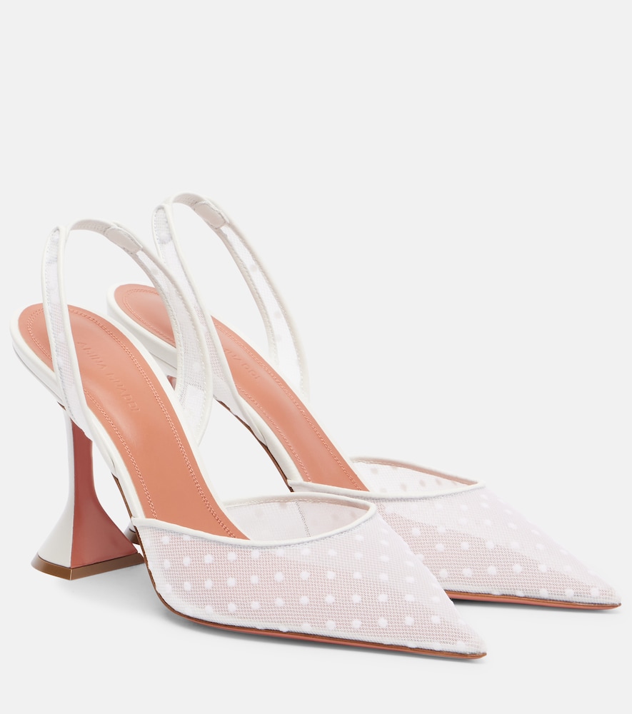 Amina Muaddi Holli 95 point d'esprit slingback pumps