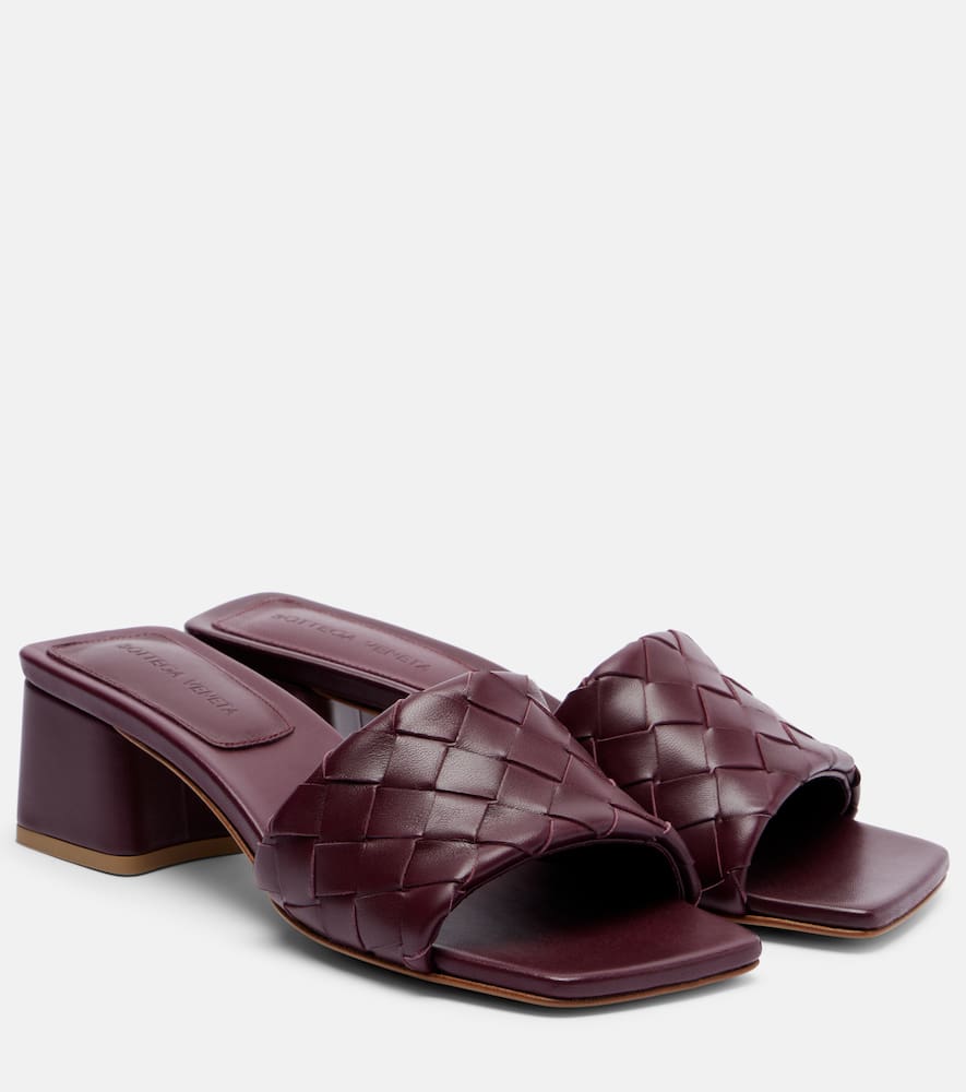 Bottega Veneta Parco 45 Intrecciato Leather Mules In Burgundy
