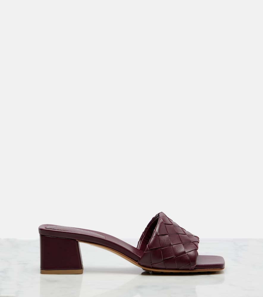 Bottega Veneta Parco 45 Intrecciato Leather Mules In Burgundy