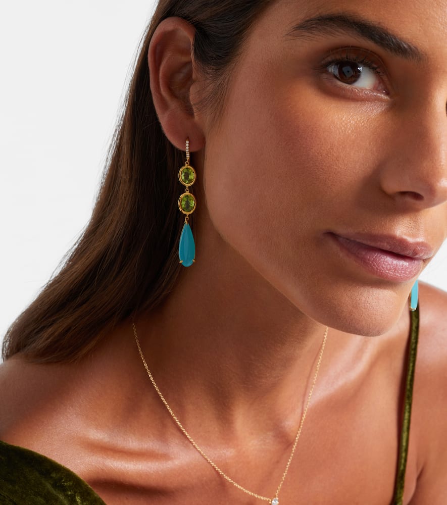 Octavia Elizabeth Santorini 18kt Gold Drop Earrings With Gemstones In Gold
