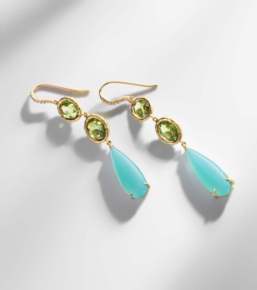 Octavia Elizabeth Santorini 18kt Gold Drop Earrings With Gemstones In Gold