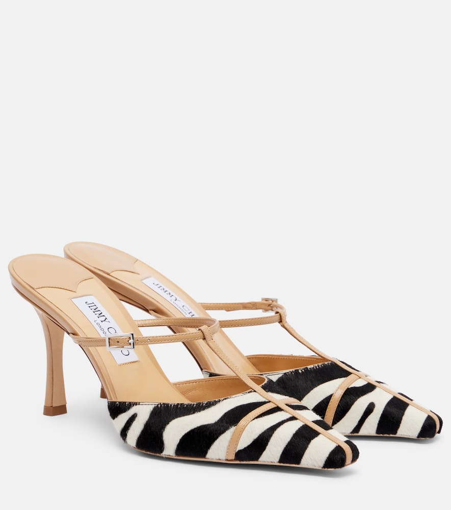 Jimmy Choo X Conner Ives Gloria Zebra-print Pony Hair Mules In Animal Print