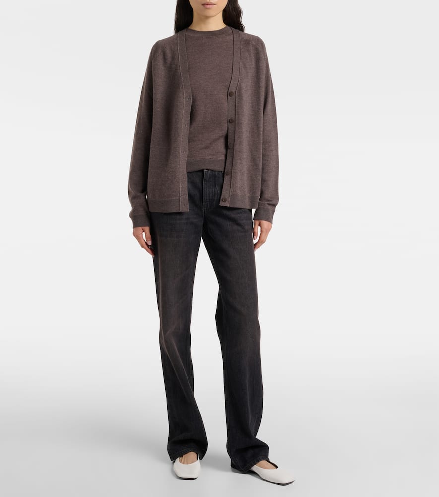 The Row Square Leather Ballet Flats In White