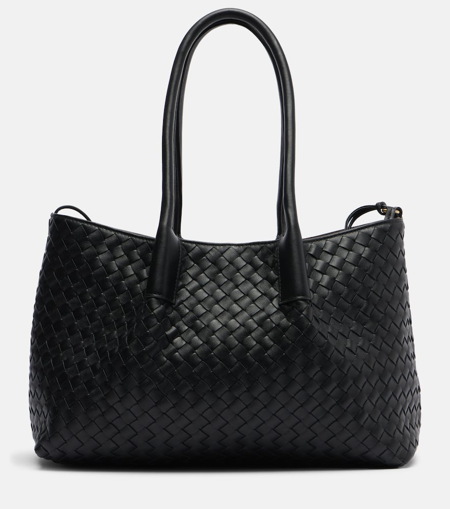 Bottega Veneta Pinacoteca Small Reversible Leather Tote Bag In Black