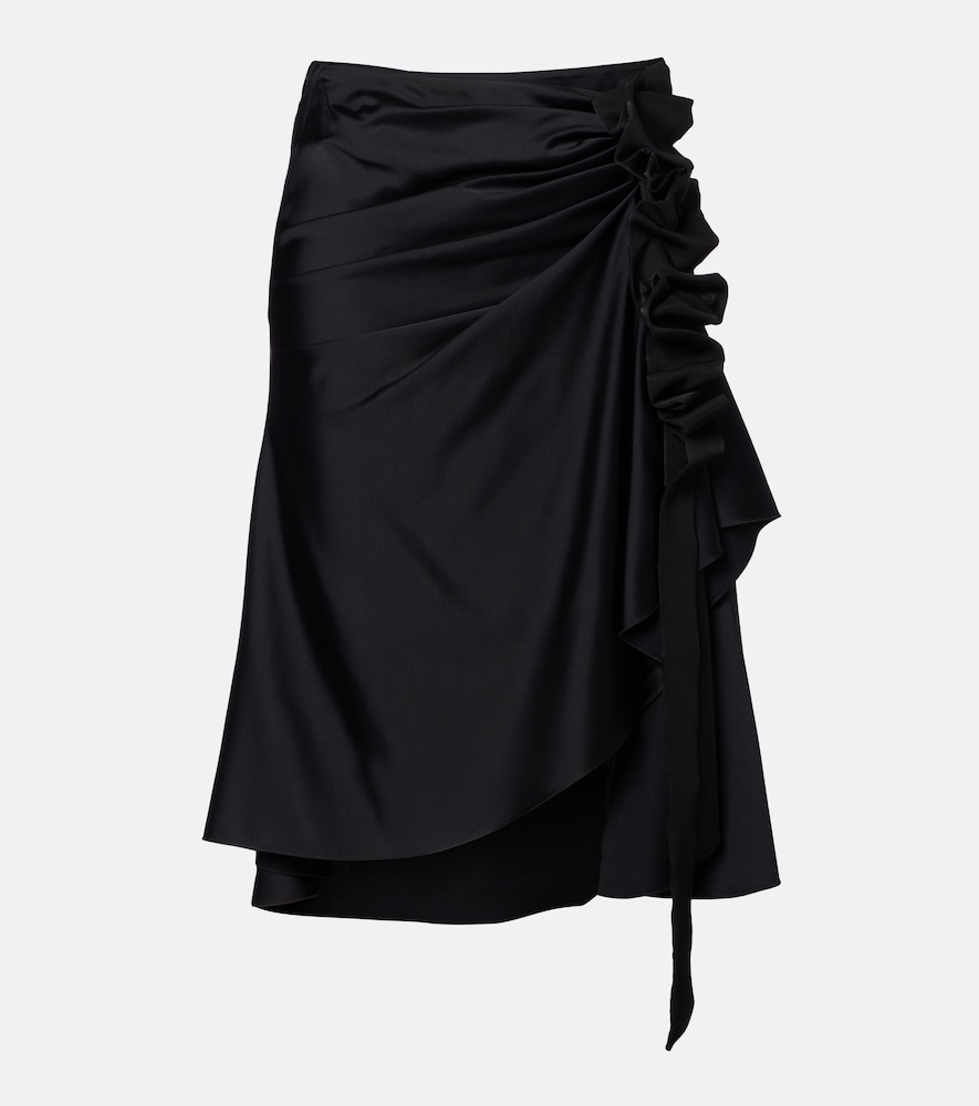 McQueen Gathered asymmetric midi skirt