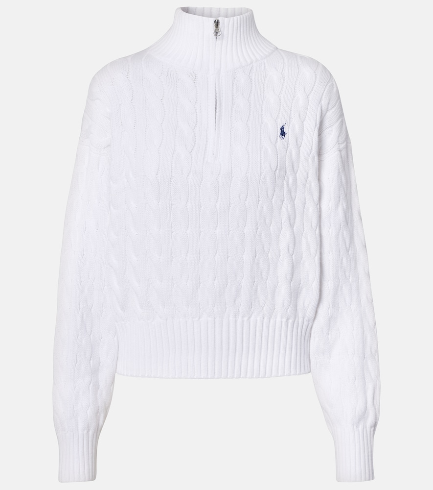 Polo Ralph Lauren Donna Pullover In Cotone A Trecce Con Logo Bianco It Taglia 48- Mytheresa