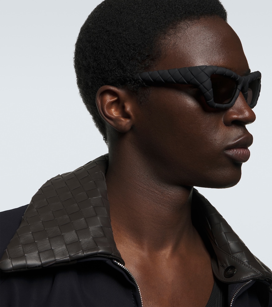  Bottega Veneta Bottega Veneta Intrecciato Rectangular Sunglasses 
