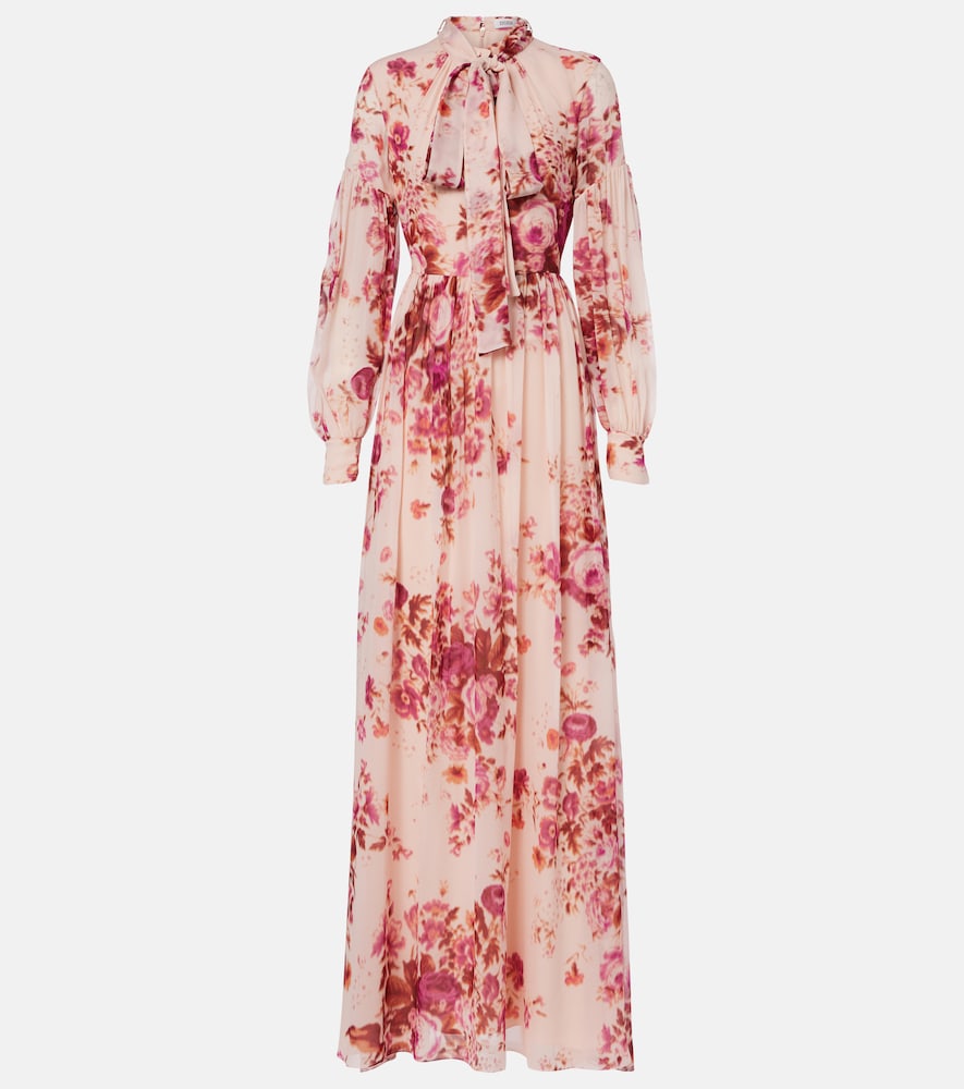 Erdem Floral neck-tie silk voile gown