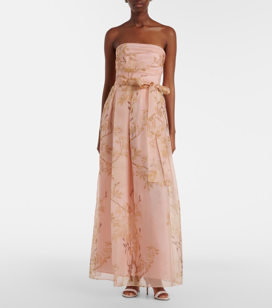 Max Mara Elegante Dominio floral silk organza bustier gown