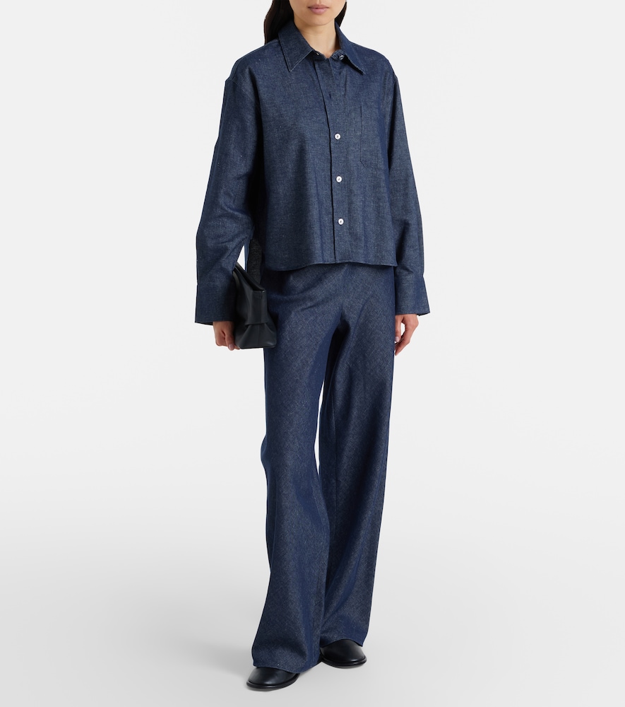 Vince Colette cotton and linen chambray wide-leg pants