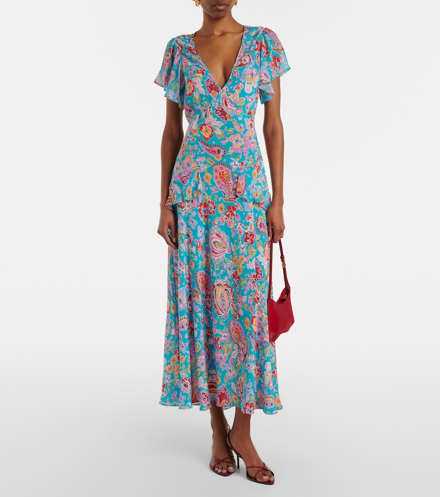 Rixo Evie silk crêpe de chine midi dress
