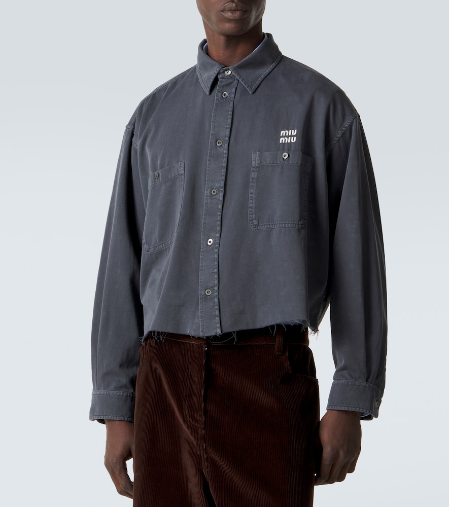  Miu Miu Miu Miu Camisa De Denim Con Logo 