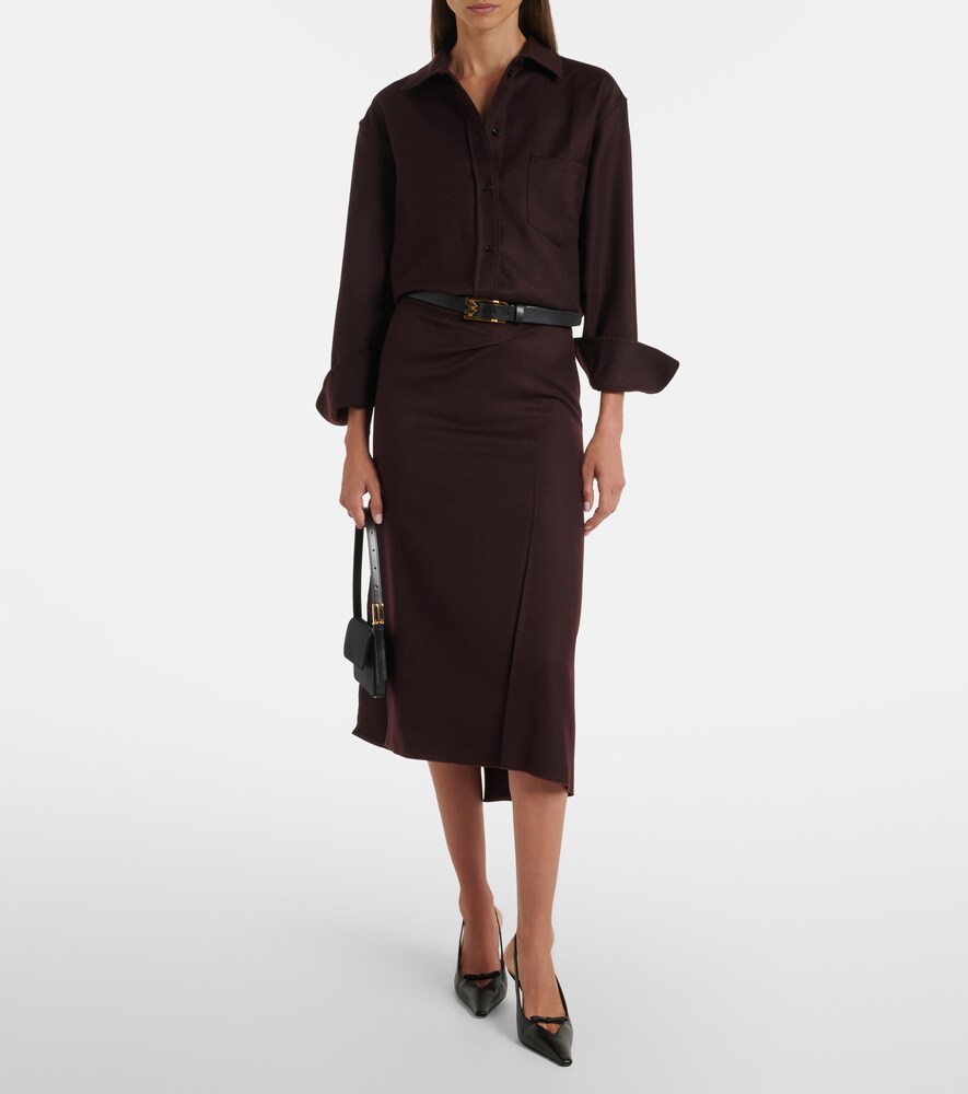 Victoria Beckham Draped virgin wool midi skirt