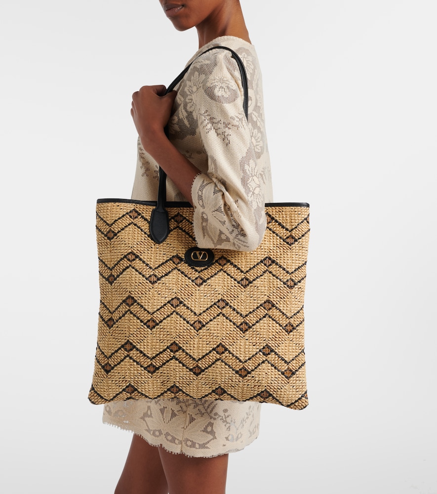 Garavani Vlogo N/S Medium Raffia Tote Bag