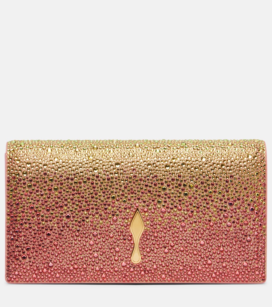 Christian Louboutin Bettina Small Embellished Leather Clutch In Multi