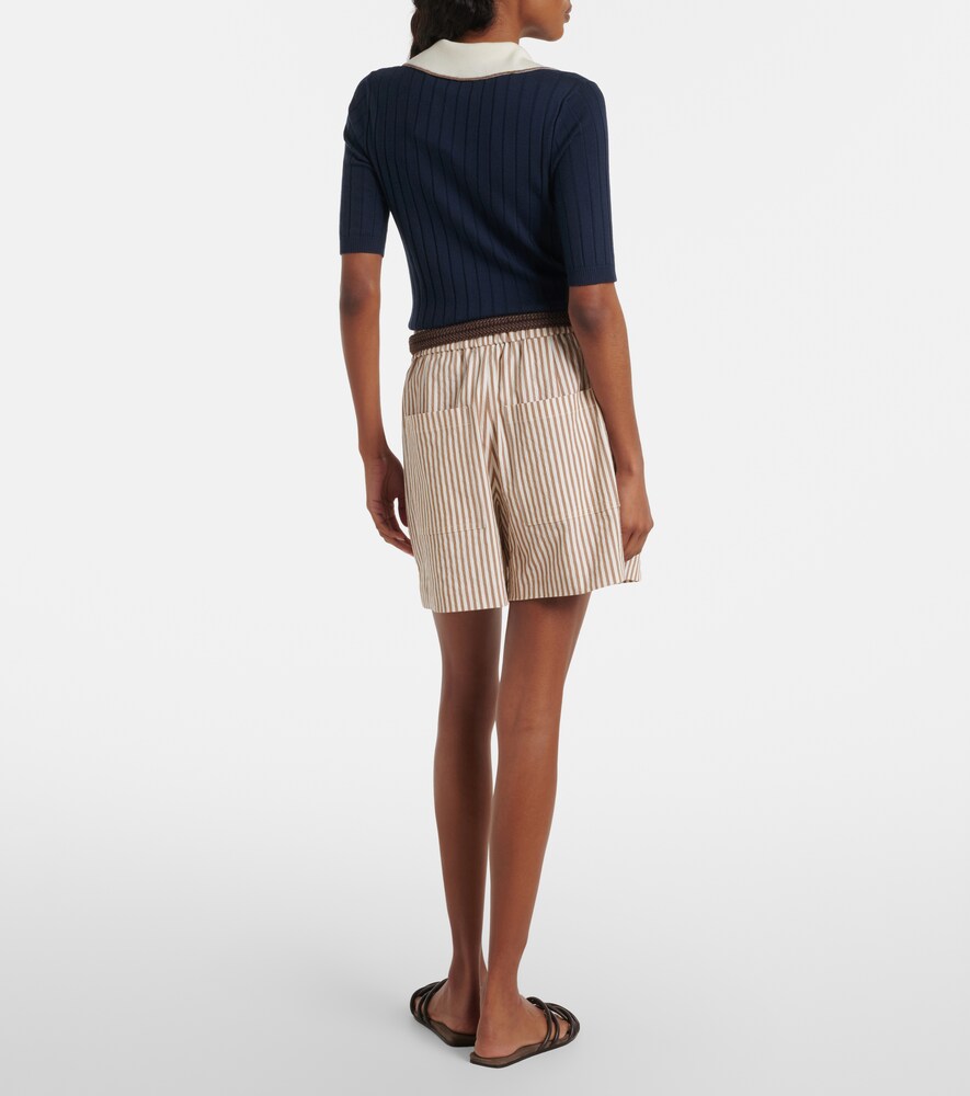  Brunello Cucinelli Brunello Cucinelli Striped Cotton-blend Shorts 