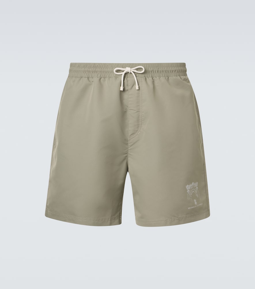 Brunello Cucinelli Men's Green Swim Trunks UK Size 38 - Mytheresa