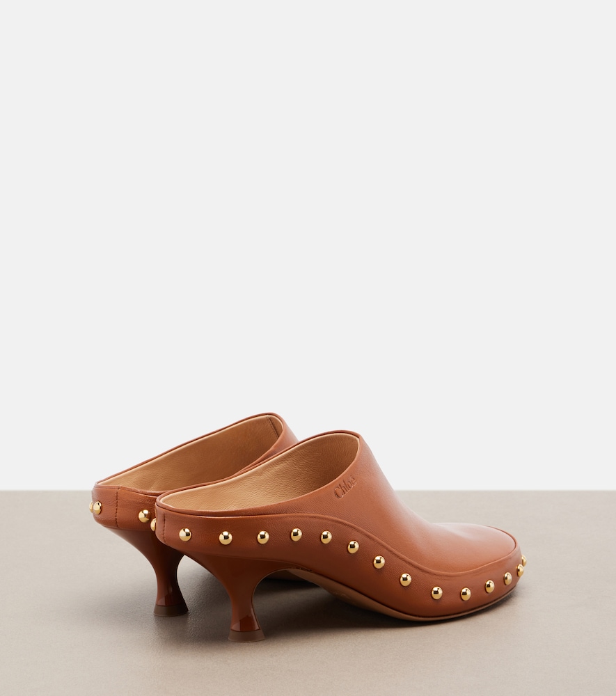  Chloe Chloé Zuecos De Piel Con Tachuelas 