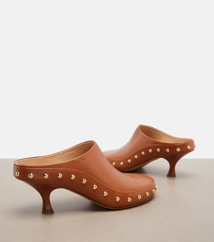  Chloe Chloé Zuecos De Piel Con Tachuelas 