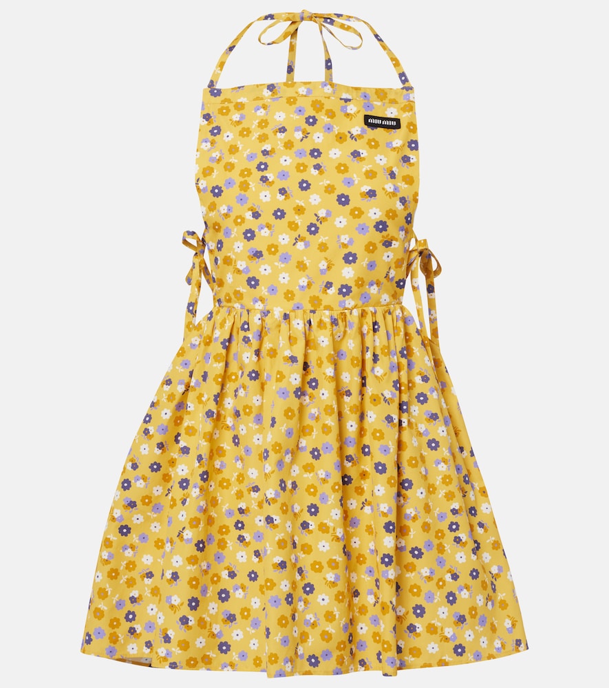 Miu Miu Floral Open Back Cotton Poplin Minidress