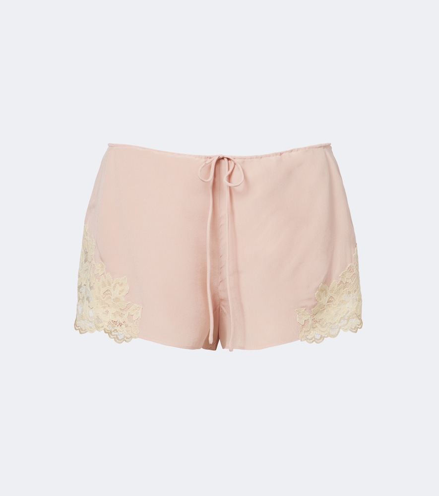 Shorts Elia in crêpe de chine con pizzo