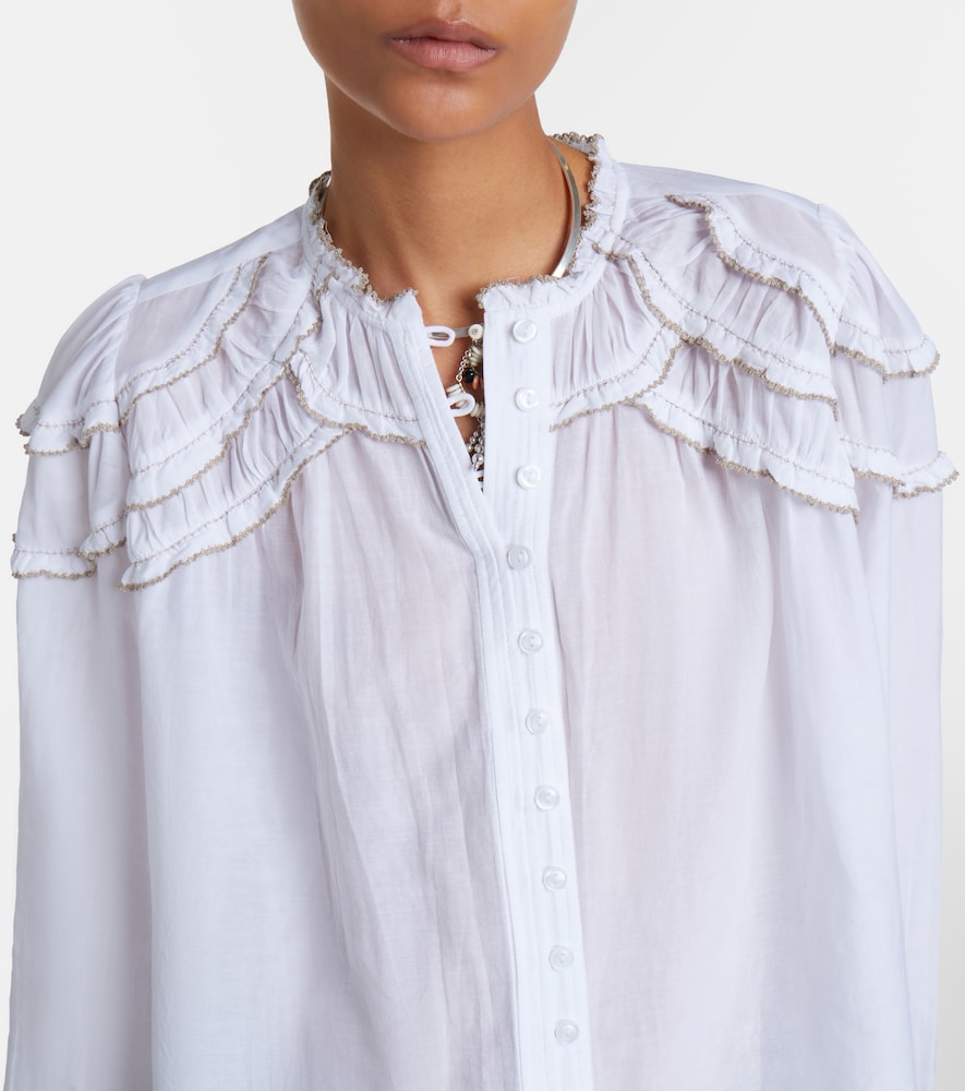 Christa Ruffled Cotton-Blend Blouse