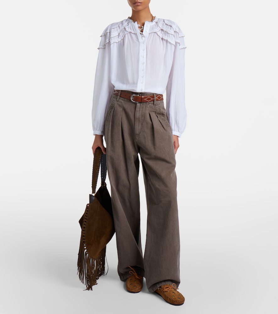 Christa Ruffled Cotton-Blend Blouse