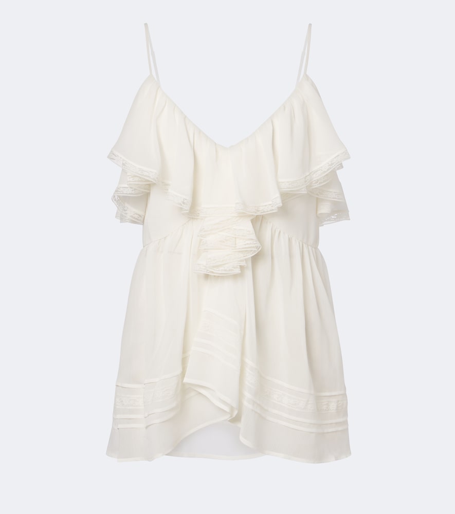 Ruffled Lace-Trimmed Top