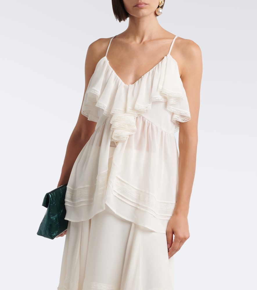 Ruffled Lace-Trimmed Top