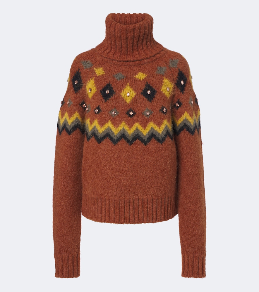 Verzierter Rollkragenpullover Hanashi aus Strick