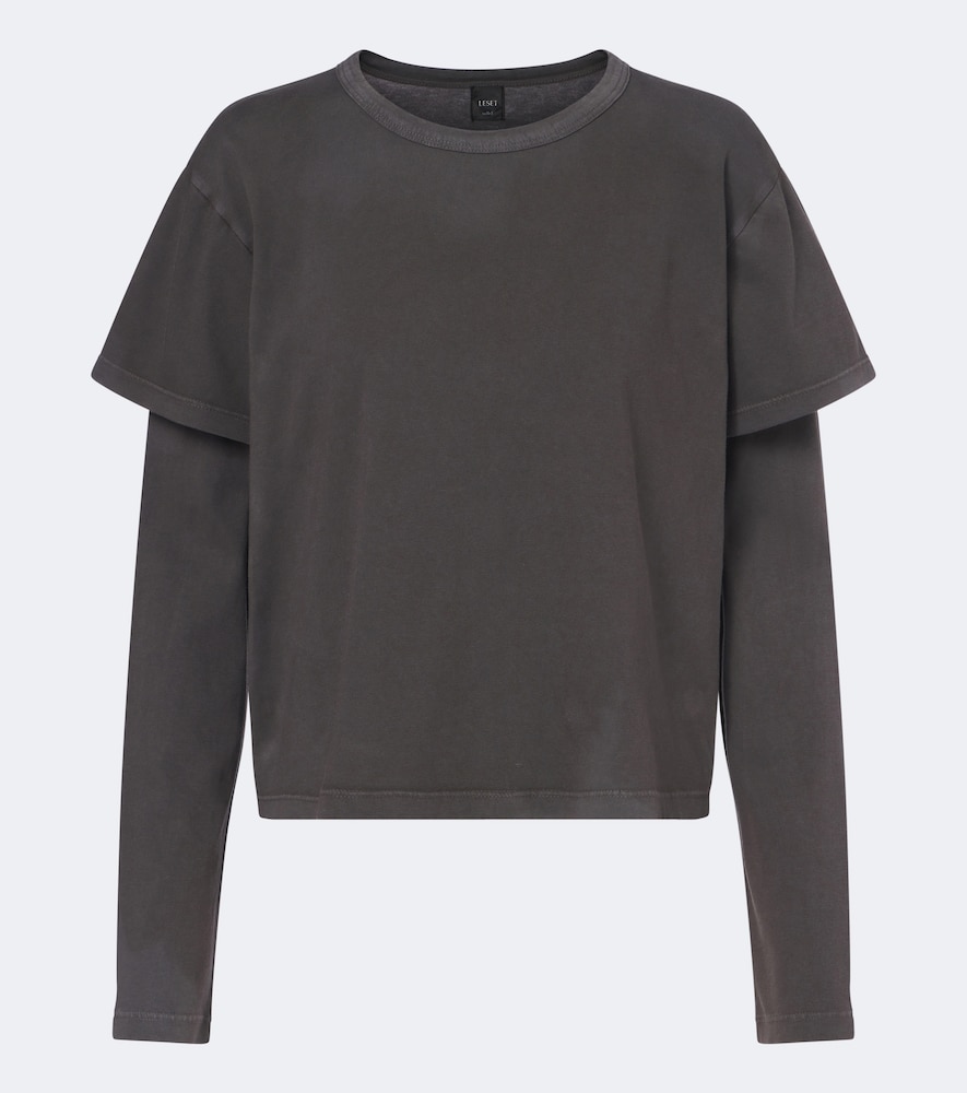 Leset Margo Layered Cotton Jersey T-shirt In Gray