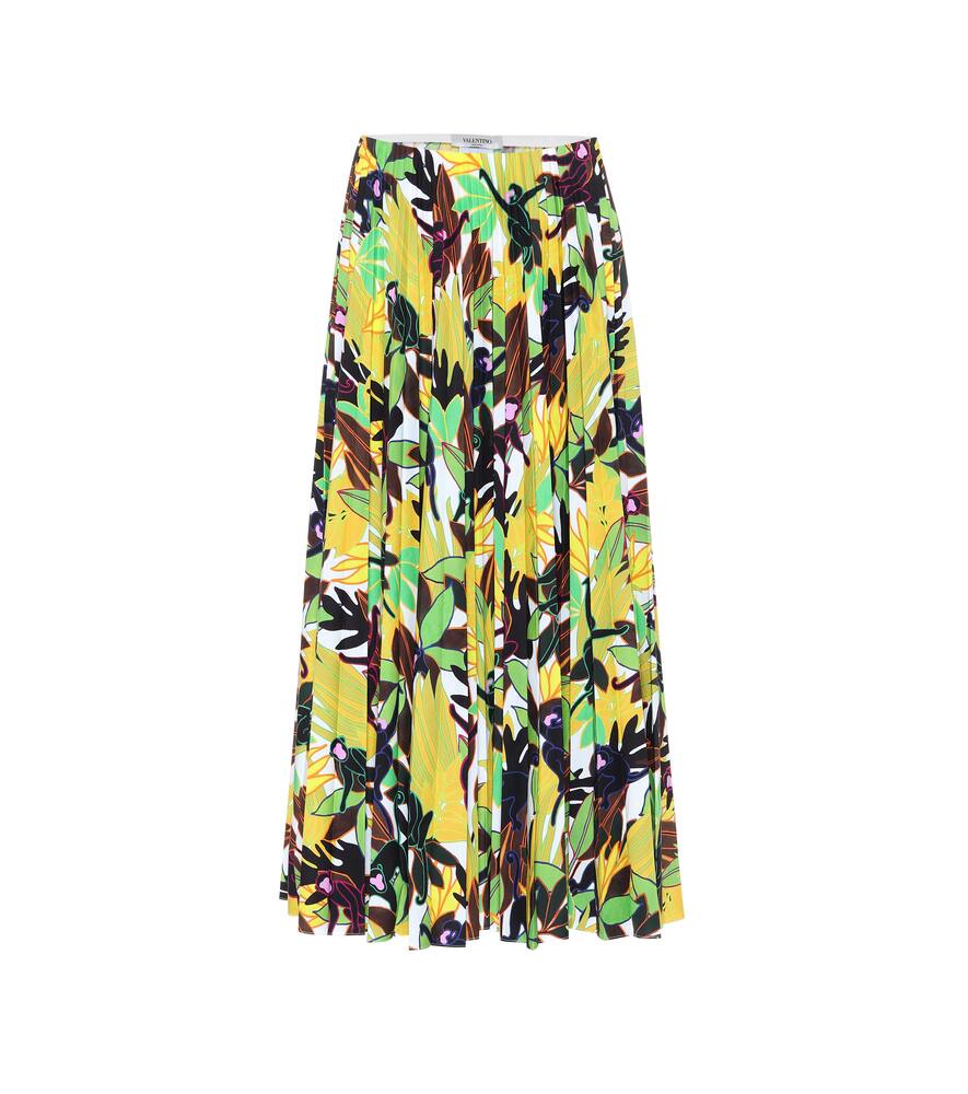 Valentino Monkeys Forest Print Long Skirt In Green In Green