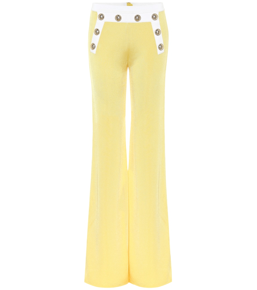 Balmain High-rise knit flared pants