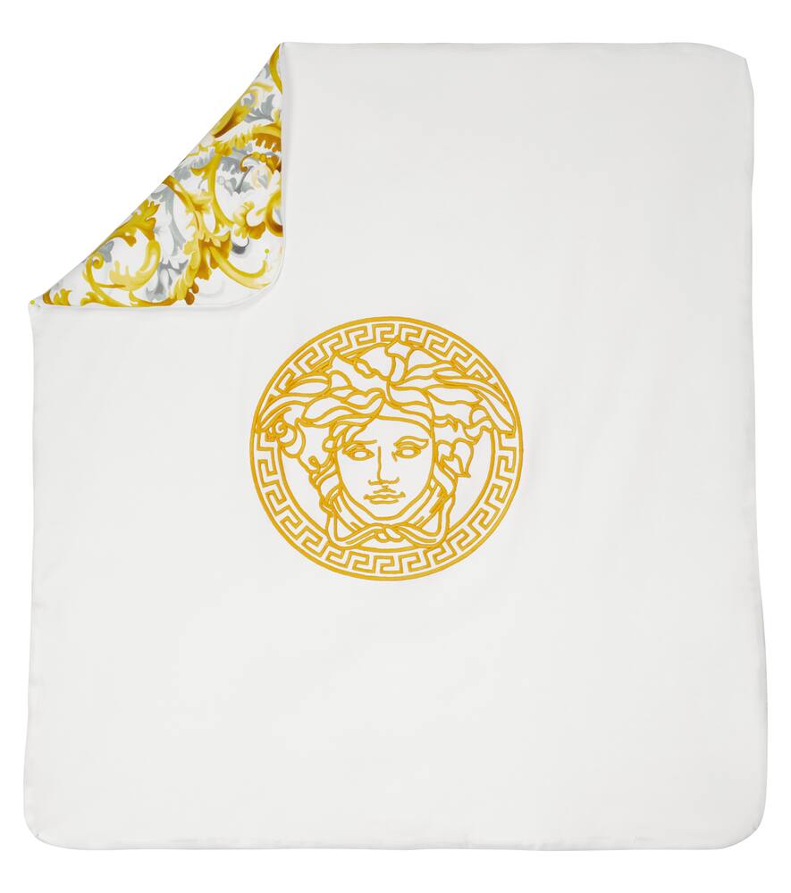 Click to view more detailed imagery on our partner's website Versace Baby Barocco Stretch-cotton Blanket In Gold