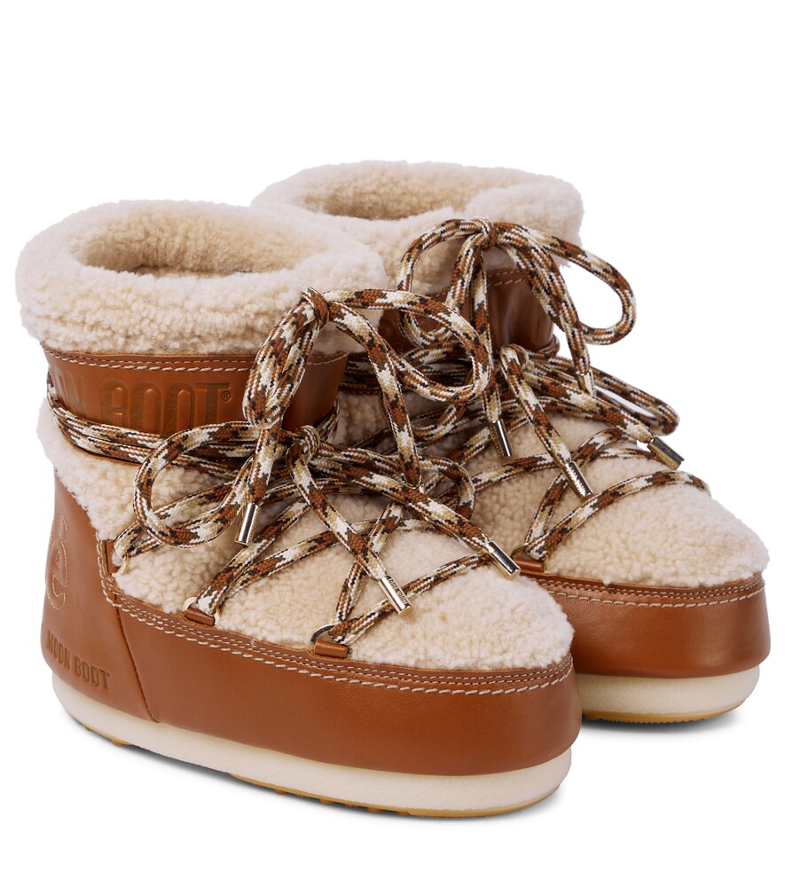 x Moon Boot leather-trimmed snow boots 