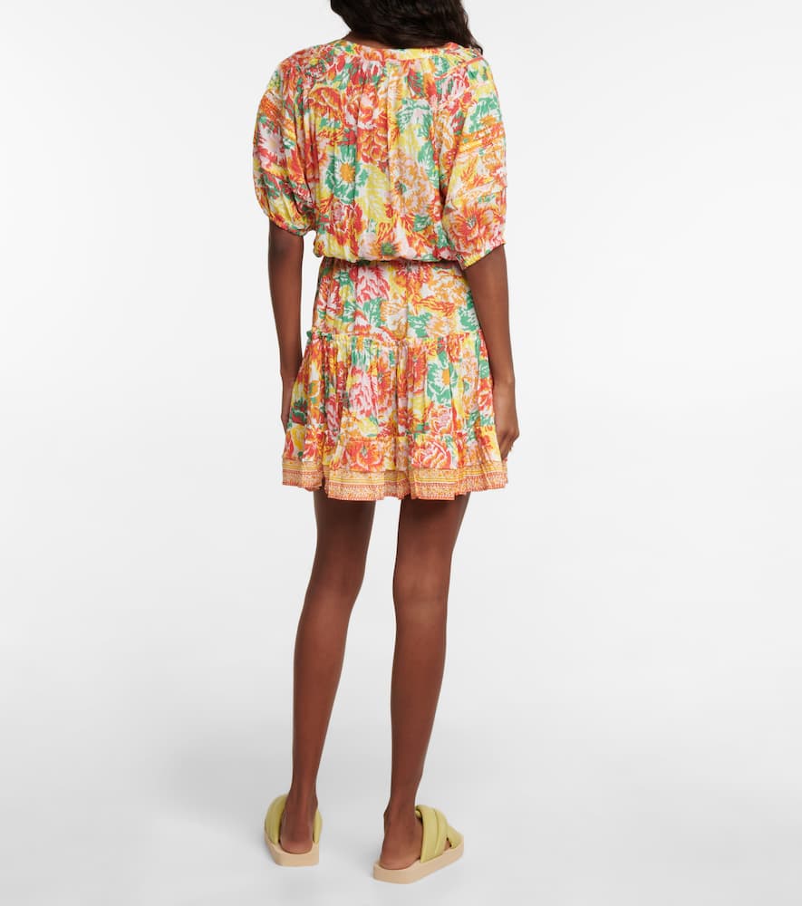 Poupette St Barth Bona Tiered Minidress In Orange Rugosa