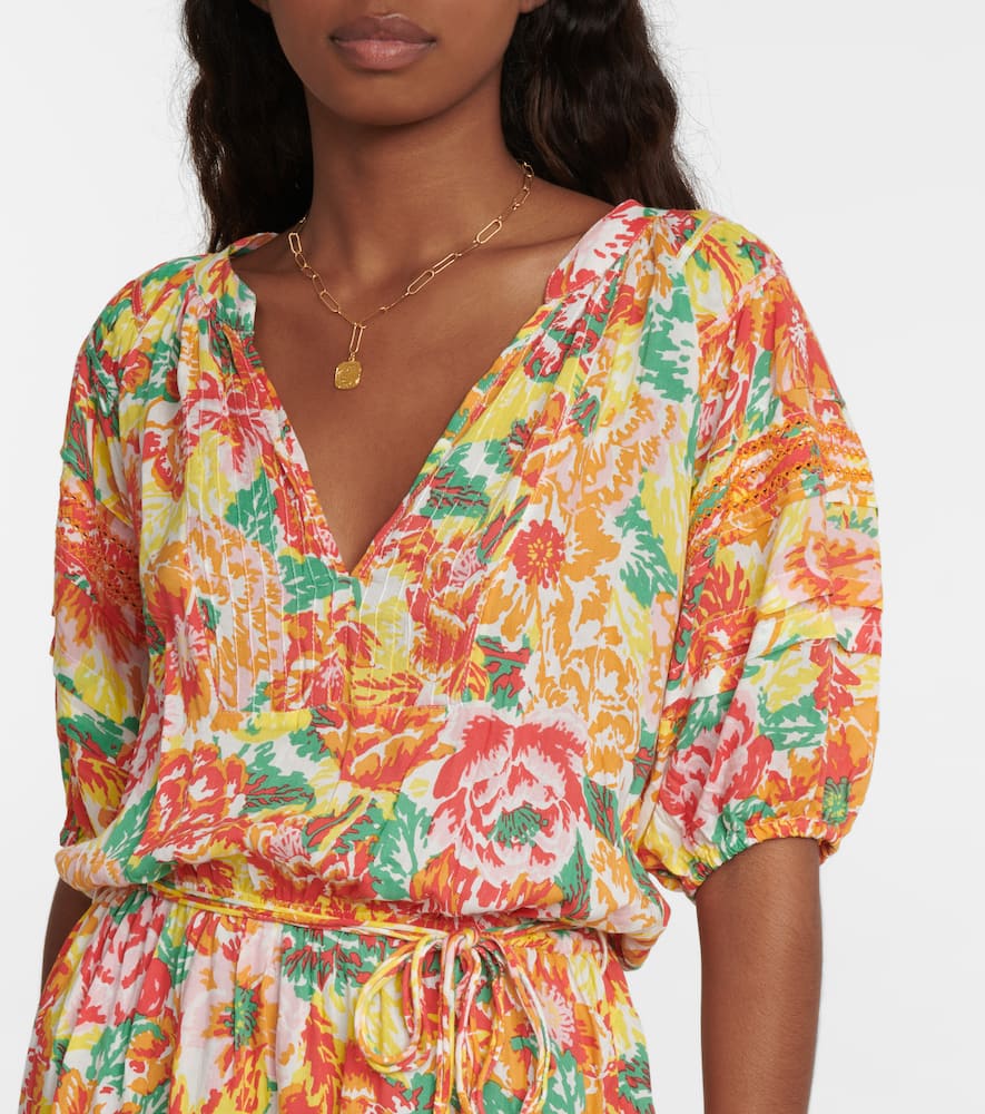 Poupette St Barth Bona Tiered Minidress In Orange Rugosa