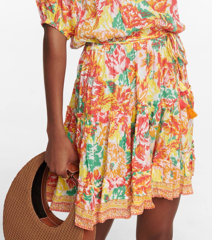 Poupette St Barth Bona Tiered Minidress In Orange Rugosa