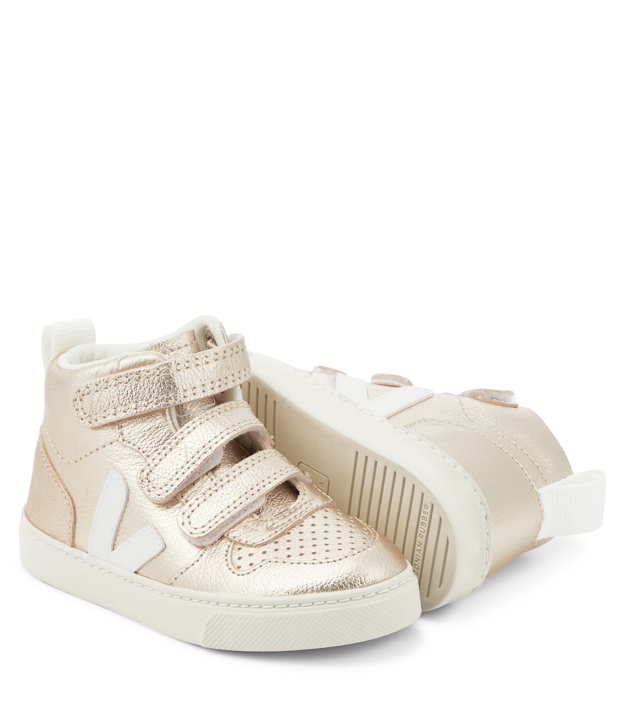  Veja Kids Veja Kids V-10 Mid Metallic Leather Sneakers 