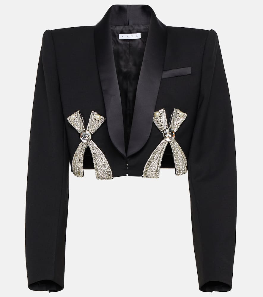 Area Crystal-embellished cropped wool blazer