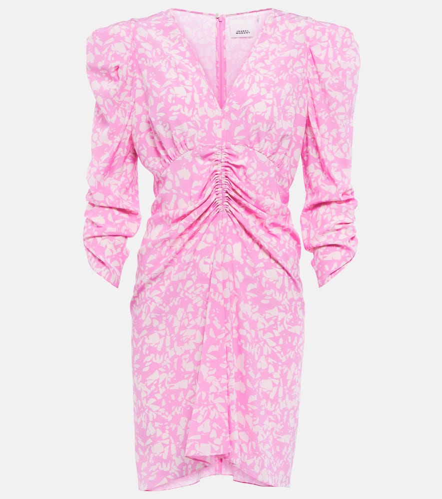 Isabel Marant Women Stretch Silk Dress With All-over Print In Pink
