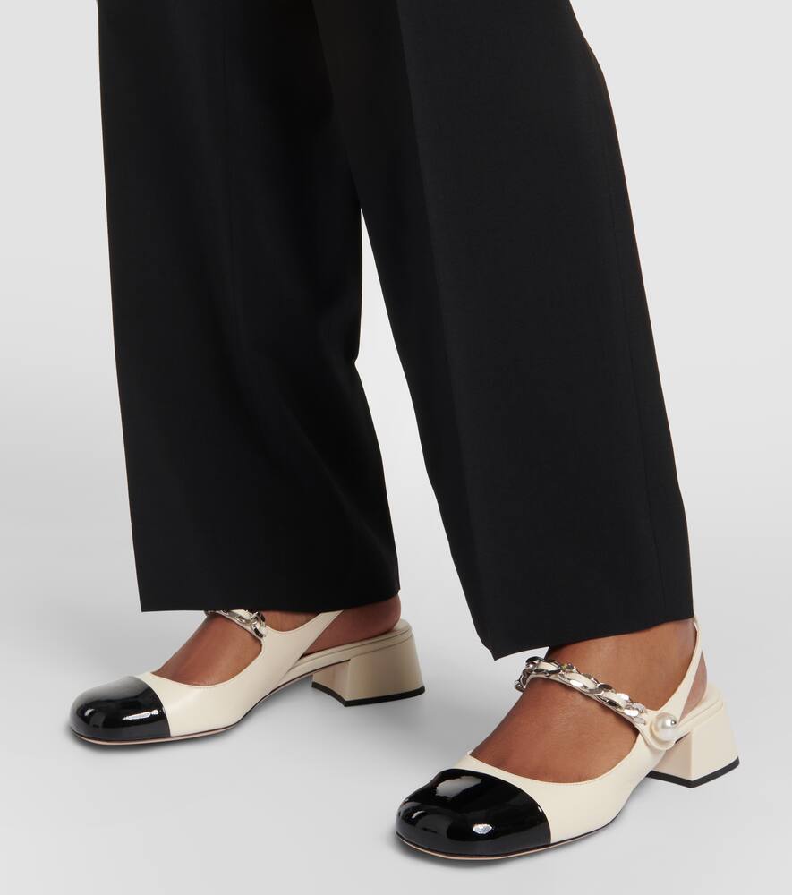 Miu Miu Chain-embellishedt Leather Slingback Pumps In White