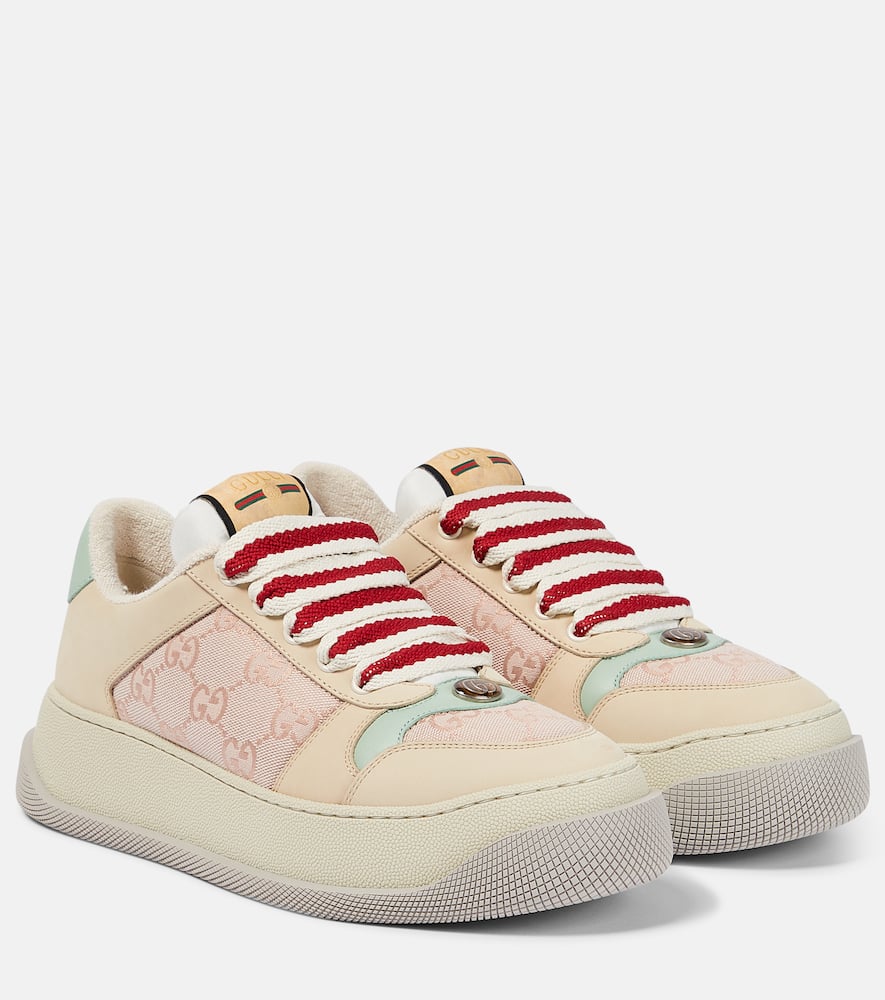 Screener GG canvas and leather sneakers