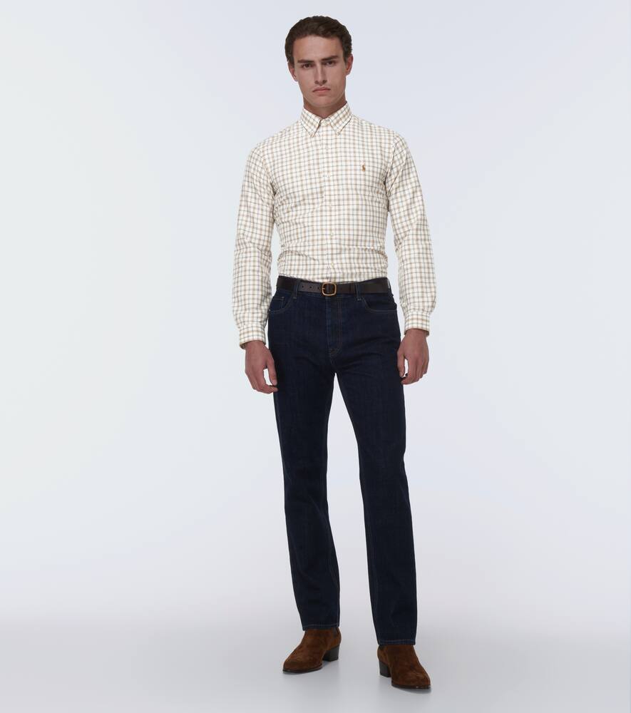 Polo Ralph Lauren Checked Gauze Shirt In 6103 White/khaki Multi