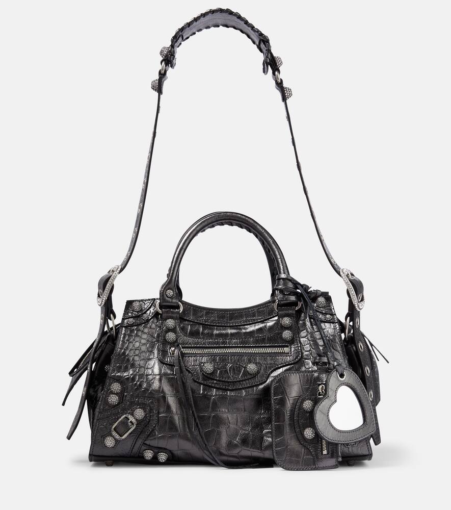 Balenciaga Neo Cagole City Small Handbag Crocodile Embossed