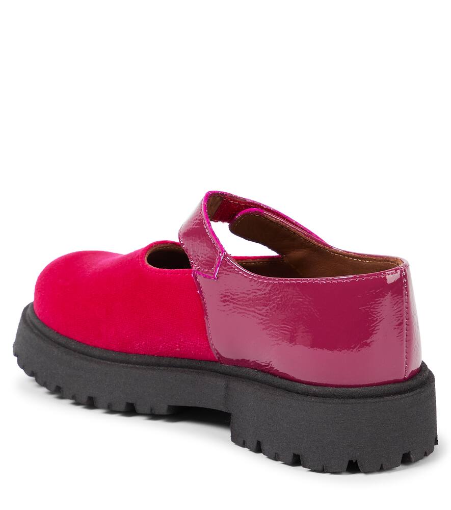 Pèpè Leather-trimmed Velvet Ballet Flats In Red
